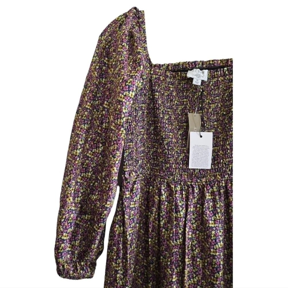 NWT J. Crew Liberty London Daydream Busy Izzy Floral Puff Sleeve Midi Dress Med